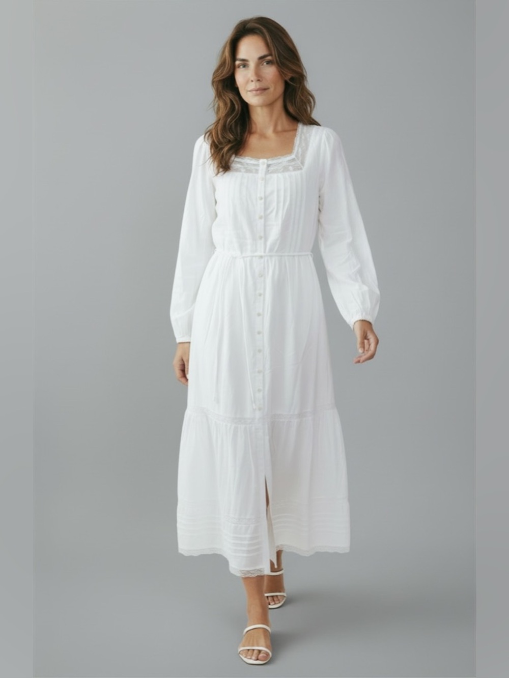 Caroline Constas White Bohemian Button-Front Maxi Dress size XS